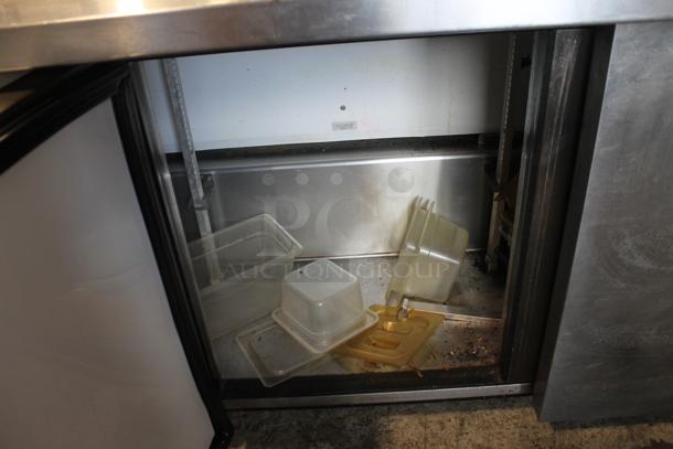 2012 True TSSU-72-30M-B-ST Stainless Steel Commercial Sandwich Salad Prep Table Bain Marie Mega Top on Commercial Casters. 115 Volts, 1 Phase. Tested and Powers On But Does Not Get Cold - Image 6 of 7