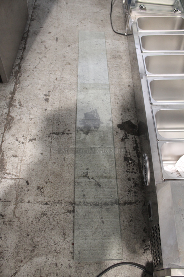 BRAND NEW SCRATCH AND DENT! KoolMore SCDC-6P-SG Stainless Steel Commercial Countertop Refrigerated Rail w/ 6 Drop In Bins and 1 Glass Sneeze Guard Panel. 115 Volts, 1 Phase. Tested and Working! - Image 7 of 12