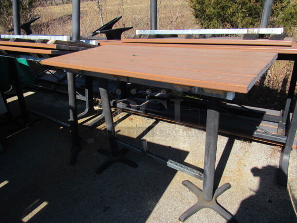 One Bar Height Patio Table With Umbrella Hole. 60X28X43