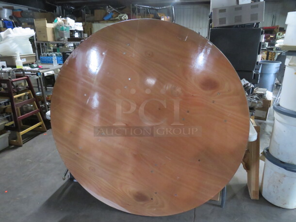 One 60 Inch Round Folding Wooden Banquet/Event Table. - Image 2 of 3
