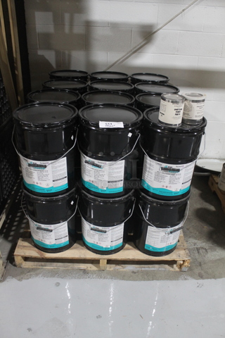 ALL ONE MONEY! PALLET LOT of ProGuard Moisture Cure Liquid Rubber Buckets. BUYER MUST REMOVE.