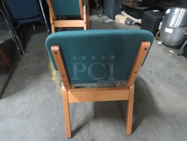 Wooden Chair With Green Cushioned Seat And Back. 5XBID - Image 3 of 3