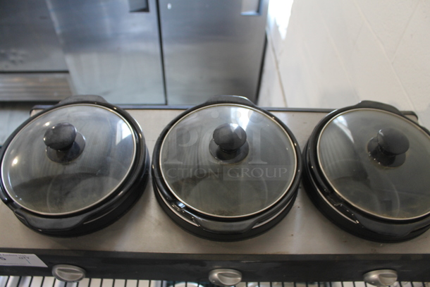 Sensio YDE902A Metal Countertop 3 Well Slow Cooker w/ Drop Ins and Lids. 120 Volts, 1 Phase. Tested and Working! - Image 4 of 11