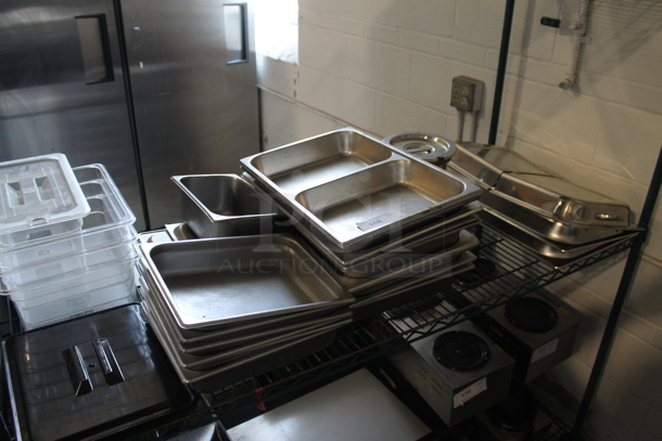 ALL ONE MONEY! Tier Lot of Various Items Including Stainless Steel Drop In Bins and Poly Bins - Image 1 of 4