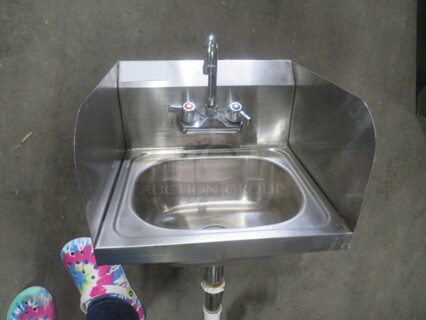 One Stainless Steel Hand Sink With Faucet, R/L And Back Splash. 16X15X13