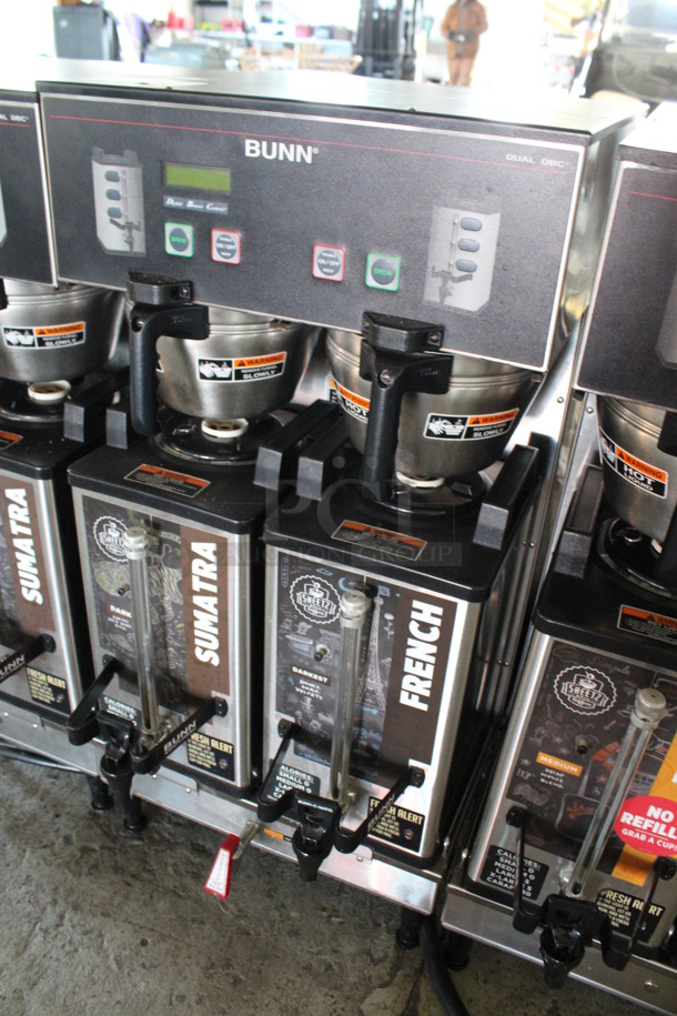 2016 Bunn Model DUAL SH DBC Stainless Steel Commercial Countertop Dual Coffee Machine w/ Hot Water Dispenser, 2 Stainless Steel Brew Baskets and 2 Bunn Model SH SERVER Satellite Servers. 120/208-240 Volts, 1 Phase. 18x24x36. Tested and Working! - Image 4 of 6