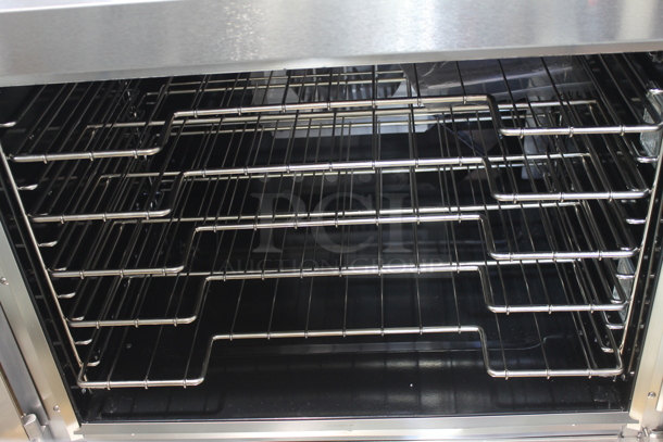 BRAND NEW SCRATCH AND DENT! Vulcan VC5GD-21D1Z Stainless Steel Commercial Gas Powered Full Size Convection Oven w/ View Through Doors, Metal Oven Racks and Thermostatic Controls. Does Not Come w/ Legs. - Image 4 of 6