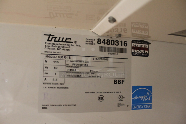 2015 True TG1R-1S ENERGY STAR Stainless Steel Commercial Single Door Reach In Cooler w/ Poly Coated Racks on Commercial Casters. 115 Volts, 1 Phase. Tested and Working! - Image 8 of 10