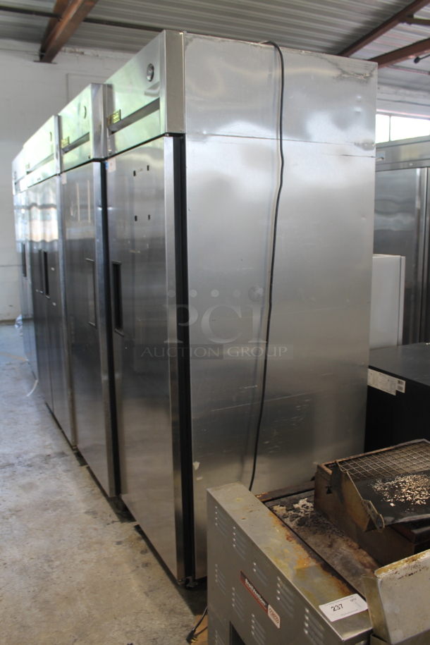 2015 True TG1R-1S ENERGY STAR Stainless Steel Commercial Single Door Reach In Cooler w/ Poly Coated Racks on Commercial Casters. 115 Volts, 1 Phase. Tested and Working! - Image 9 of 10