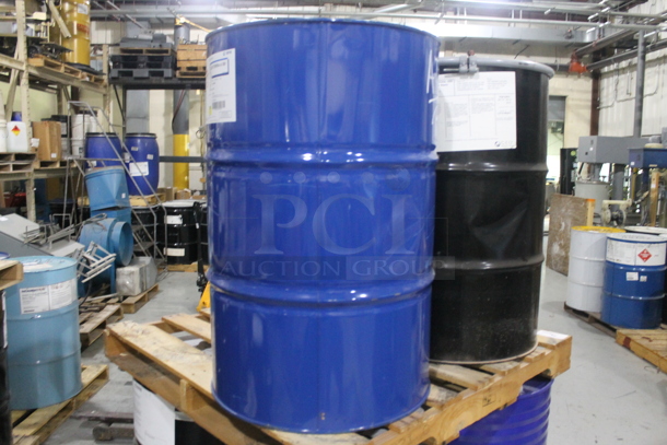 ALL ONE MONEY! PALLET LOT of 3 Metal Barrels; Tri-rez Polyeester Resin, Anti-terra-U 80. BUYER MUST REMOVE. - Image 2 of 9