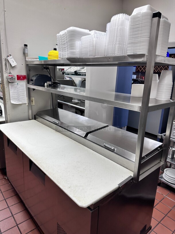Working! True TPP-67 67 inch Commercial Pizza Prep Table w/ Refrigerated Base, w/ Double Shelf 115v NSF Tested and Working! - Image 6 of 10