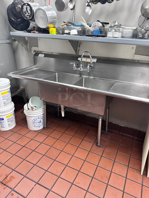 Clean! Commercial Stainless Steel Two Compartment Prep Sink NSF  - Image 2 of 4