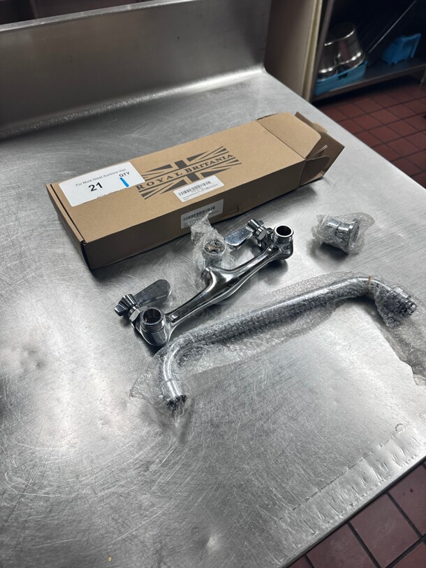 New! Royal Britania Commercial 12 inch Wall Mounted Swing Spout Swivel Faucet with 8 inch Centers - Image 10 of 10