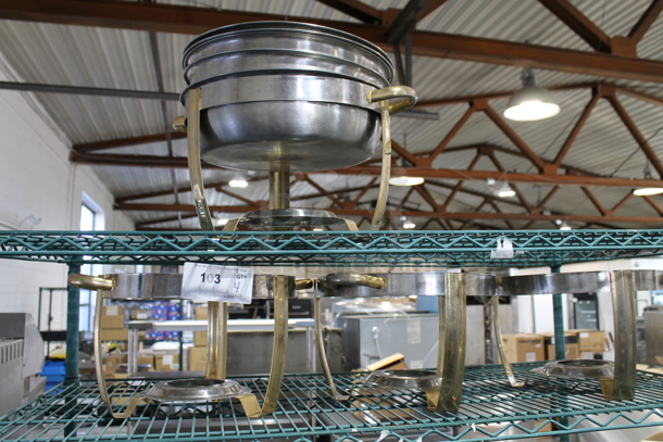4 Metal Round Chafing Dishes w/ 4 Drop Ins. 4 Times Your Bid! - Image 1 of 5