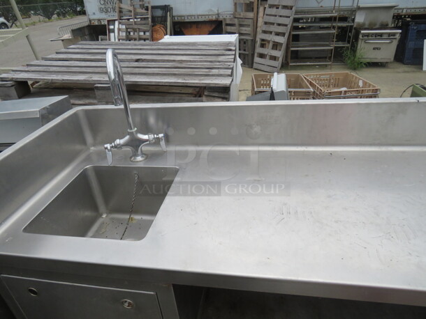 One Stainless Steel Table With Sink, Faucet, 2 SS Under Shelves, Left Side And Back Splash. 48X20X42 - Image 2 of 2