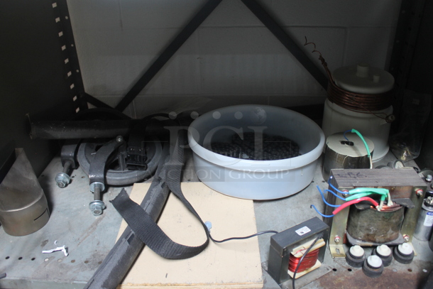 Gray Metal 4 Tier Shelving Unit w/ Contents Including Casters. BUYER MUST REMOVE. - Image 4 of 7