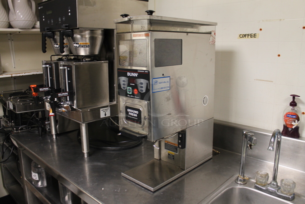 2013 Bunn G9-2T DBC Stainless Steel Commercial Countertop Coffee Bean Grinder. 120 Volts, 1 Phase. Tested and Working! (ice room) - Image 2 of 6