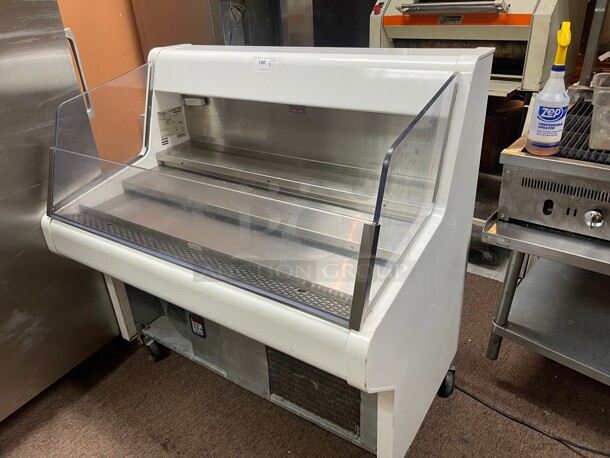 Late Model! True THAC-48 48 inch Horizontal Grab and Go Open Air Refrigerated Cooler w/ (3) Levels, On Casters 115v NSF Tested and Working! 48x30x48