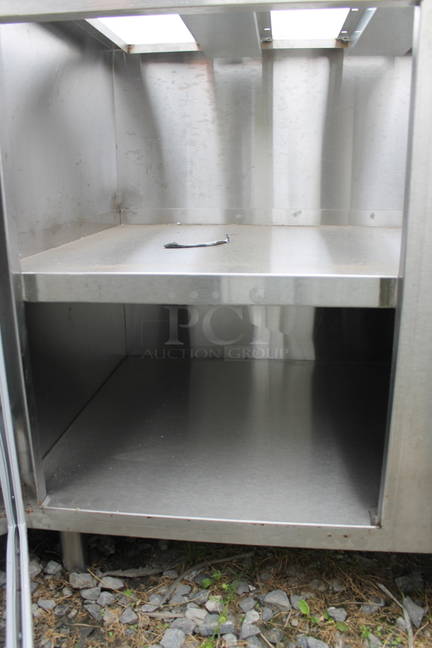 BRAND NEW SCRATCH AND DENT! Stainless Steel Commercial Table Frame w/ 2 Doors and Under Shelf. - Image 4 of 5