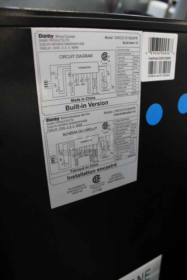 BRAND NEW SCRATCH AND DENT! Danby DWC031D1BSSPR Silhouette Professional Tuscany 28 Bottle Built-In Wine Cooler Merchandiser. 115 Volts, 1 Phase. Tested and Working! - Image 4 of 4
