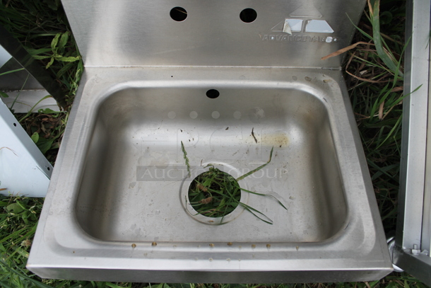 BRAND NEW SCRATCH AND DENT! Advance Tabco Stainless Steel Commercial Single Bay Wall Mount Sink w/ Cabinet. - Image 5 of 9