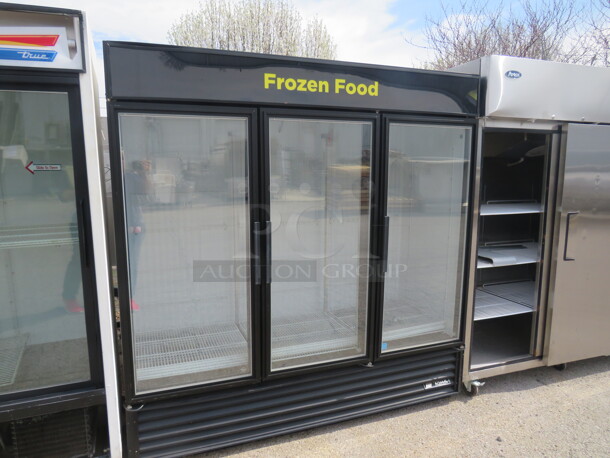 One 3 Door True Freezer With 12 Racks. Model# GDM-72F LD. 115-208/230 Volt. 72X30X80