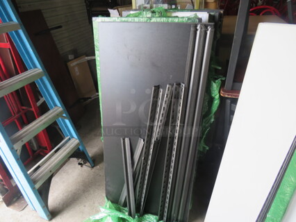 One Shelving System With 5 Black Shelves. Assembly Required. 47X17 