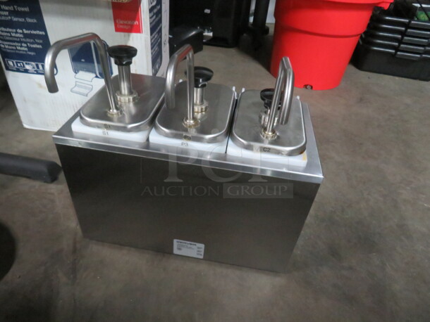 One Server Cold Food Server With 3 Jars With Stainless Steel Pumps. Model# SR-3-82600. 