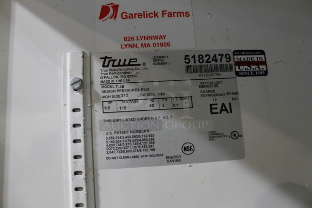 True T-49 Stainless Steel Commercial 2 Door Reach In Cooler on Commercial Casters. 115 Volts, 1 Phase. Tested and Working! - Image 5 of 6