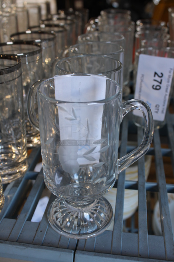 8 Footed Glass Mugs. 4x3x5.5. 8 Times Your Bid!