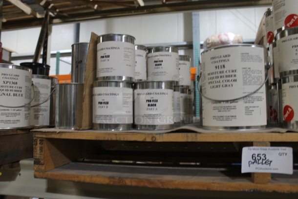 ALL ONE MONEY! PALLET LOT of Various Items Including Pro Guard Liquid Pro Poly Medium Gray Part A, Liquid Rubber and Proflex Gray Part A. BUYER MUST REMOVE. - Image 3 of 3