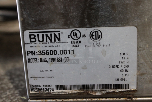 2011 Bunn MHG Stainless Steel Commercial Countertop 2 Hopper Coffee Bean Grinder. 120 Volts, 1 Phase. Tested and Working! - Image 7 of 7