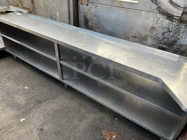 9.5' Stainless Steel Commercial Table w/ 2 Stainless Steel Under Shelves. 114x25x33 - Image 4 of 4