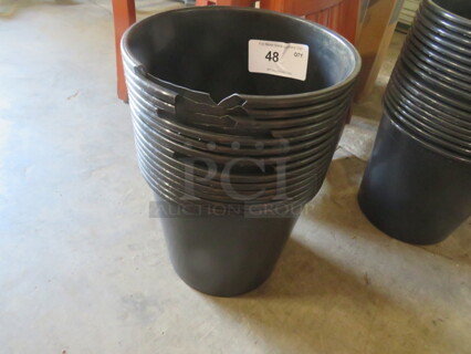One Lot Of 15 Poly Pots. Some Cracked. See Pics 11X10