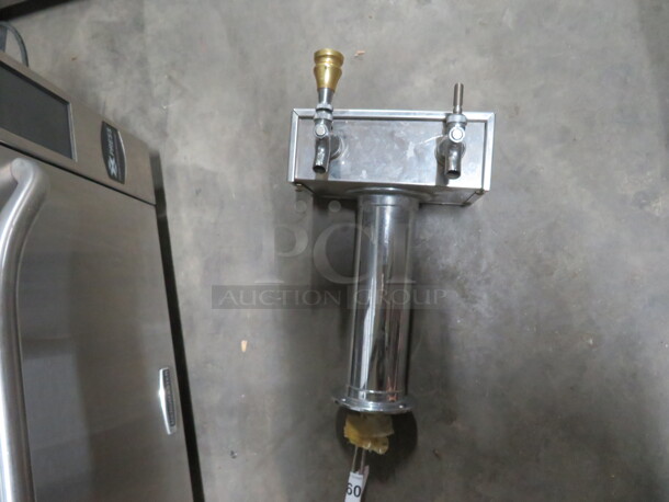 One Stainless Steel 2 Tap Beer Tower.  - Image 1 of 1