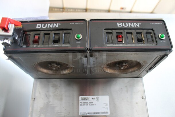Bunn CWTF TWIN-APS Stainless Steel Commercial Countertop Double Coffee Machine w/ Hot Water Dispenser. 120/240 Volts, 1 Phase.  - Image 4 of 5