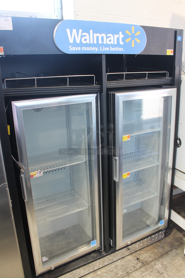 Two 2019 IDW G4-H0234B ENERGY STAR Metal Commercial Single Door Reach In Cooler Merchandisers w/ Poly Coated Racks. 110-120 Volts, 1 Phase. Tested and Working!