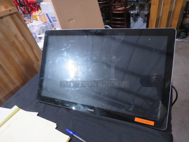 One Toast POS Monitor On Wall Mount Bracket.  - Image 1 of 2