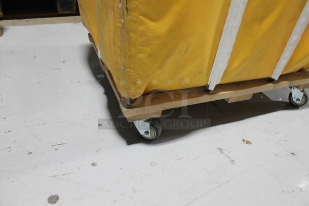 Yellow Laundry Cart on Commercial Casters. - Image 5 of 5