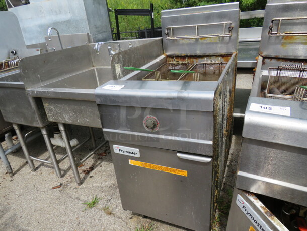 One Stainless Steel Natural Gas FRYMASTER Deep Fryer With 2 Baskets. Model# MJCFSE. 21X36X49 - Image 2 of 3