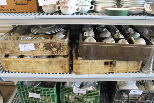 ALL ONE MONEY! Lot of 4 Dish Caddies of Various Dishes Including Ceramic Mugs - Image 1 of 5