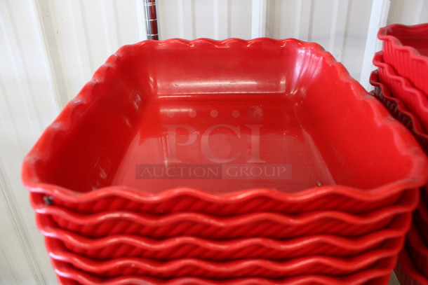 7 Red Poly Bowl Trays. 10.5x13x3. 7 Times Your Bid! - Image 2 of 4