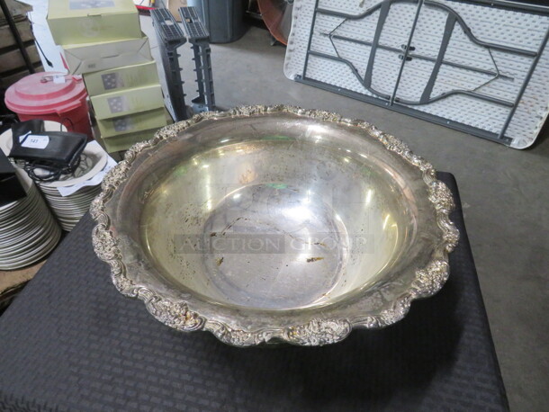 One Heavy 17 Inch Silver Plated Punch Bowl. - Image 2 of 2