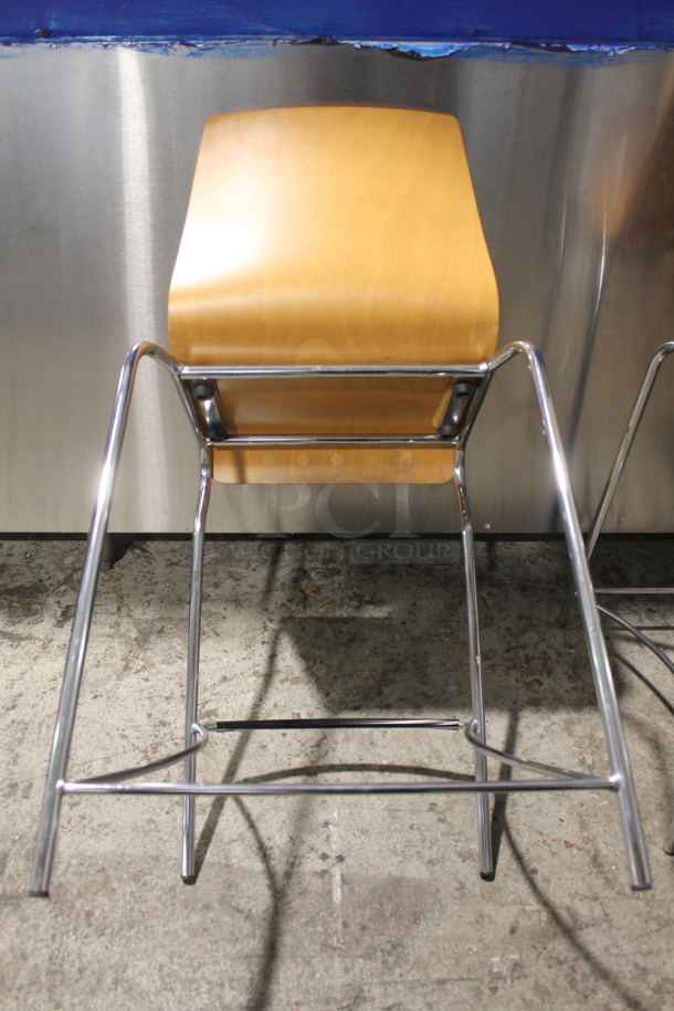 2 Wooden Bar Height Chairs w/ Metal Frame. 2 Times Your Bid! - Image 5 of 5