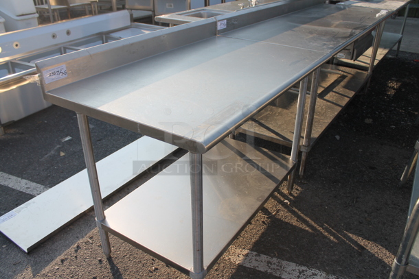 Stainless Steel Commercial Table w/ Back Splash and Under Shelf.  - Image 2 of 3