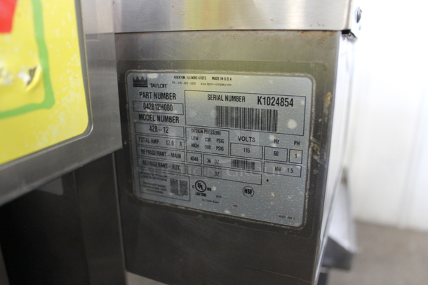 Taylor 428-12 Stainless Steel Commercial Countertop Single Flavor Slushie Frozen Beverage Machine. 115 Volts, 1 Phase.  - Image 4 of 5