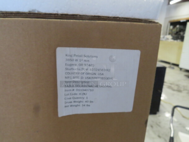 One NEW Starbucks Hexagonal Occasional Table. #34938. 14X14X19.5 - Image 4 of 5