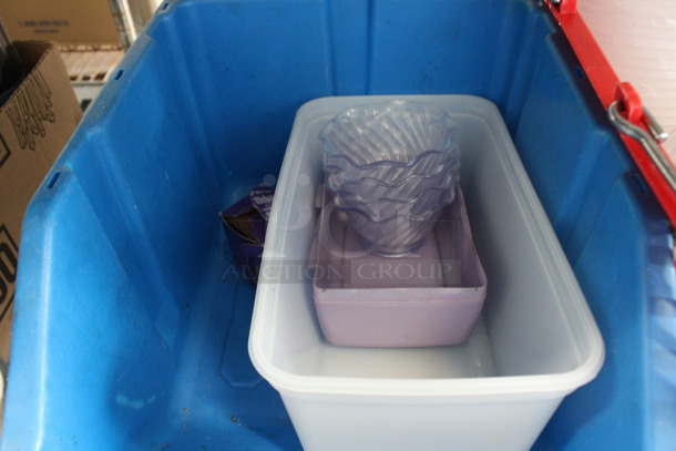 ALL ONE MONEY! Lot of Various Items Including Plastic Lids and Containers, Shopping Basket and Blue Bin! - Image 4 of 5