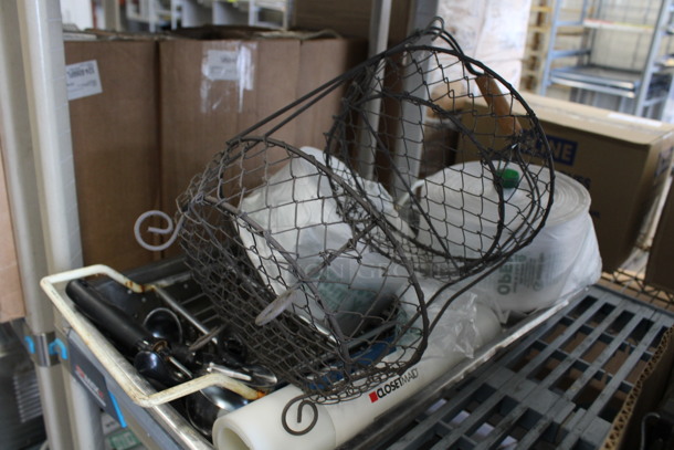 ALL ONE MONEY! Lot of Various Items Including Metal 2 Tier Basket Rack, Scooper, Peelers and 2 Rolls of Produce Bags in Stainless Steel Full Size Bin! - Image 3 of 4