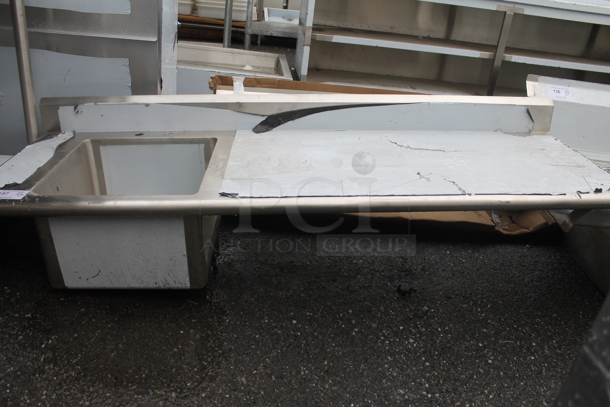BRAND NEW SCRATCH AND DENT! Stainless Steel Commercial Single Bay Sink w/ Back Splash. No Legs. Bay 18x18x12 - Image 1 of 3